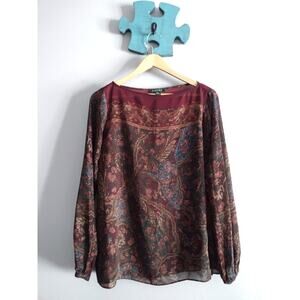 Lauren Ralph Lauren Fall Sheer Blouse Top Medium